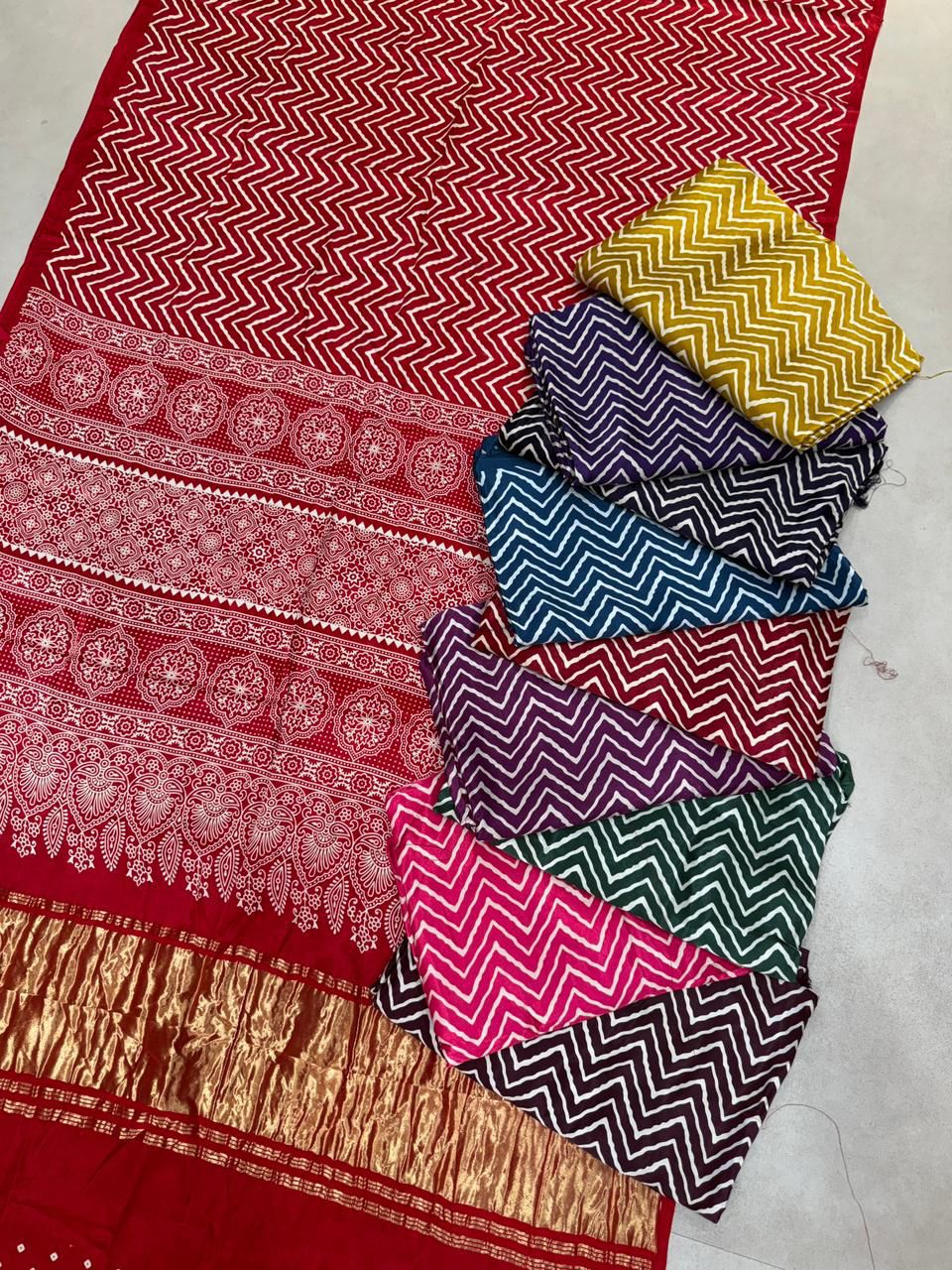 Modal Silk Ajarakh Lehriya Saree