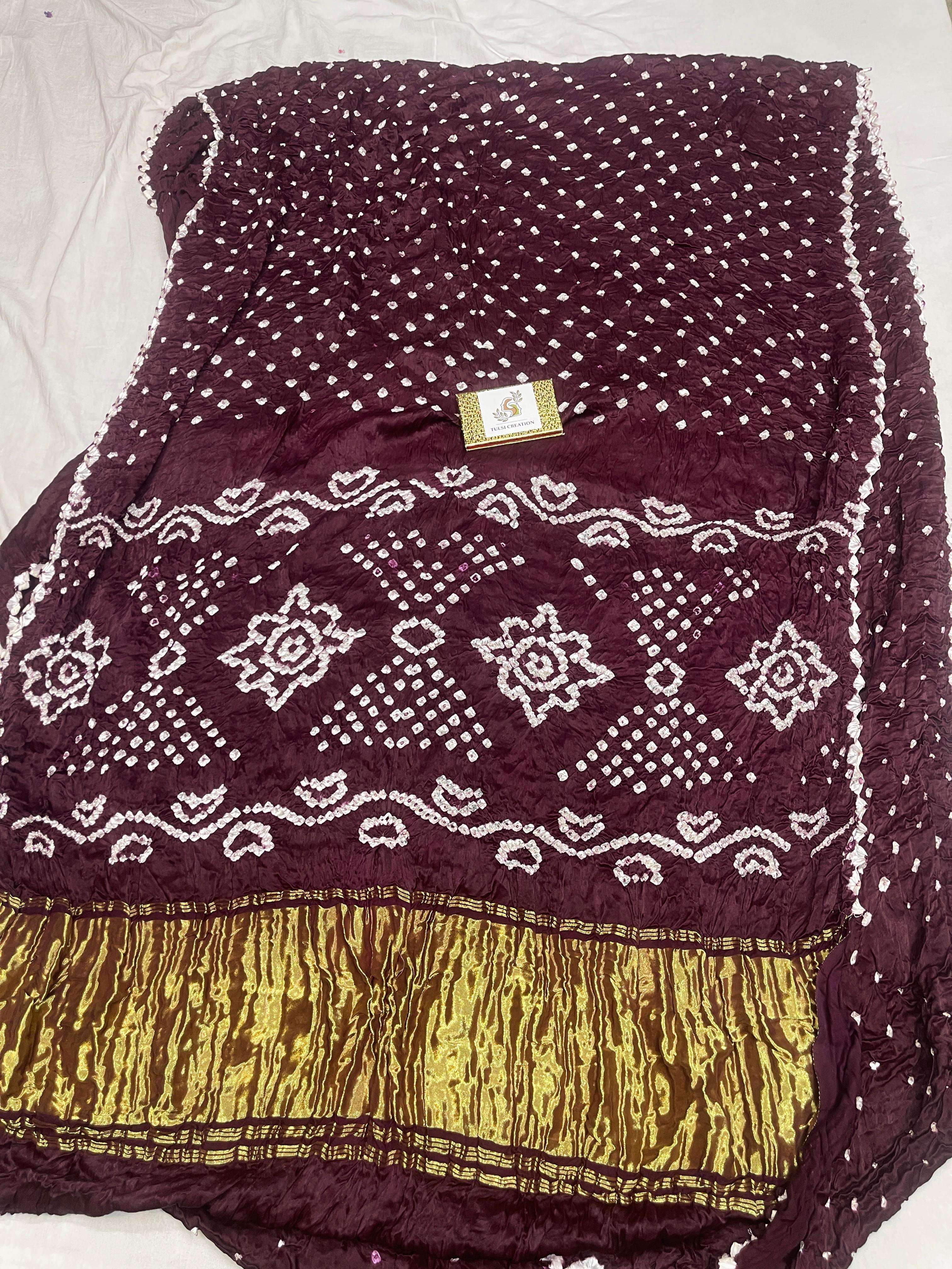 Pure Gaji Silk Border Bandhej Saree