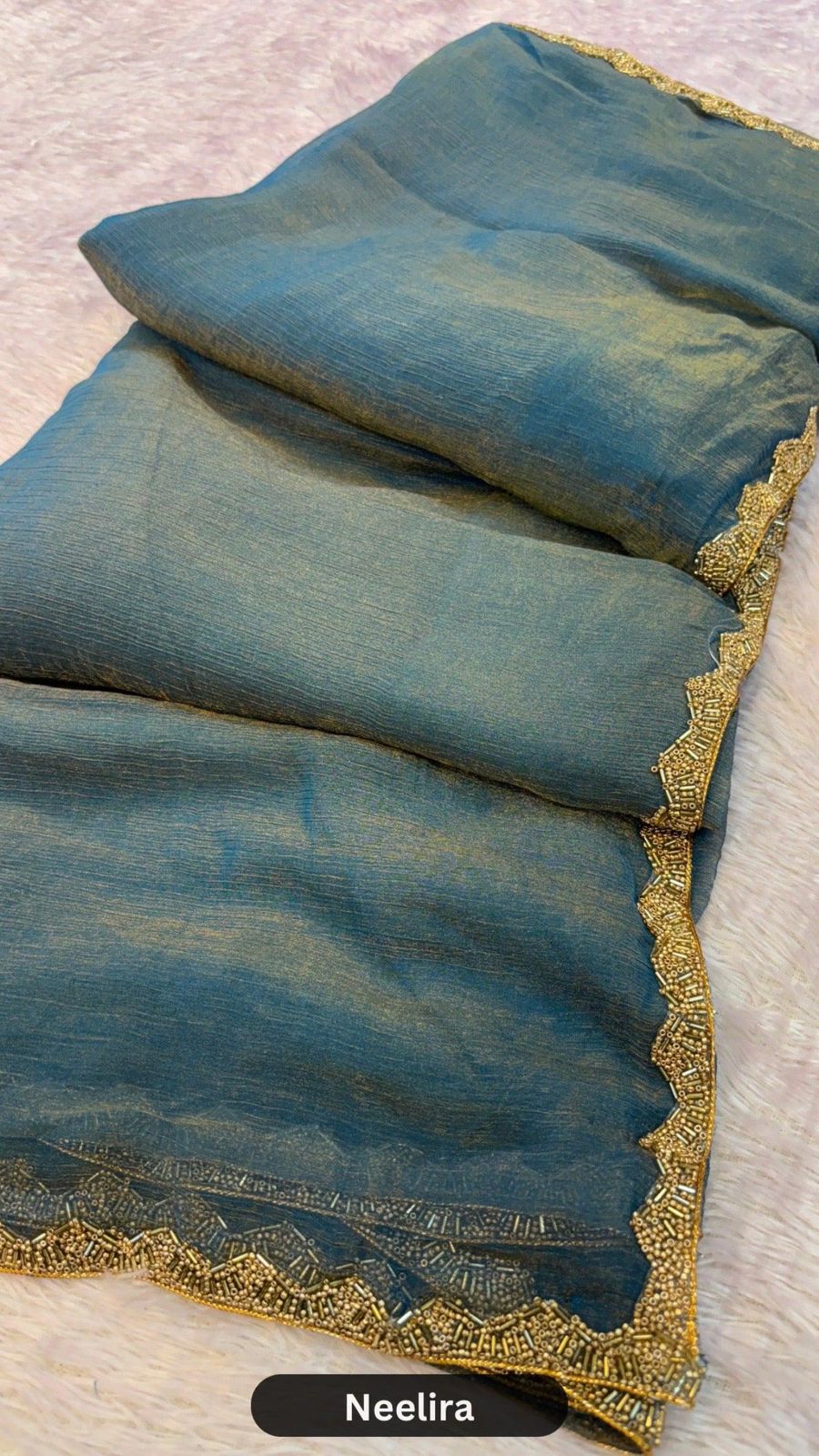 Soft Zimmy Choo Fandy Silk Saree With Hand Work Lace Boarder & Comes With Unstitched Blouse Piece (Chhaava)
