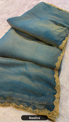 Soft Zimmy Choo Fandy Silk Saree With Hand Work Lace Boarder & Comes With Unstitched Blouse Piece (Chhaava)