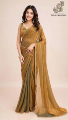 Soft Zimmy Choo Fandy Silk Saree With Hand Work Lace Boarder & Comes With Unstitched Blouse Piece (Chhaava)