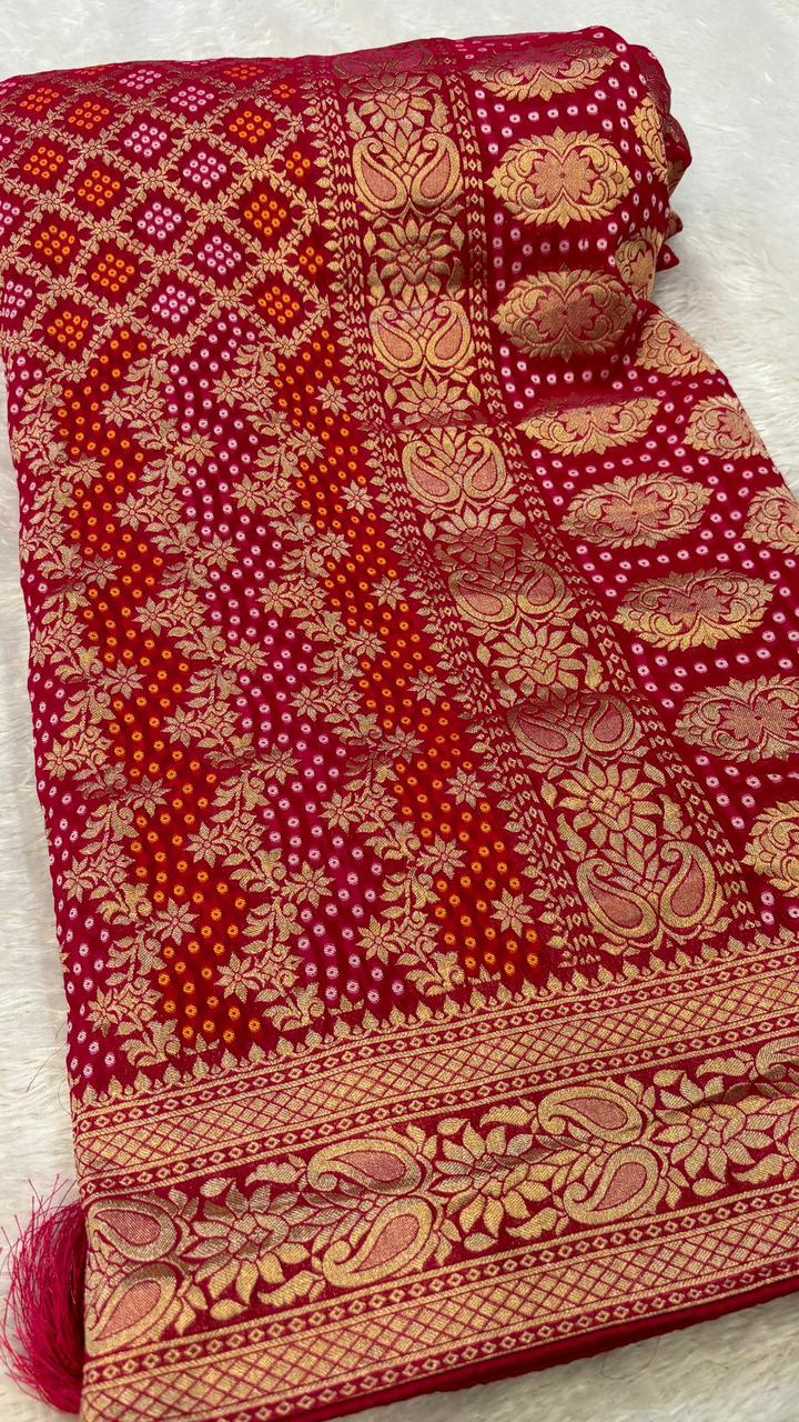 Pure Georgette Banarasi Bandhani Saree