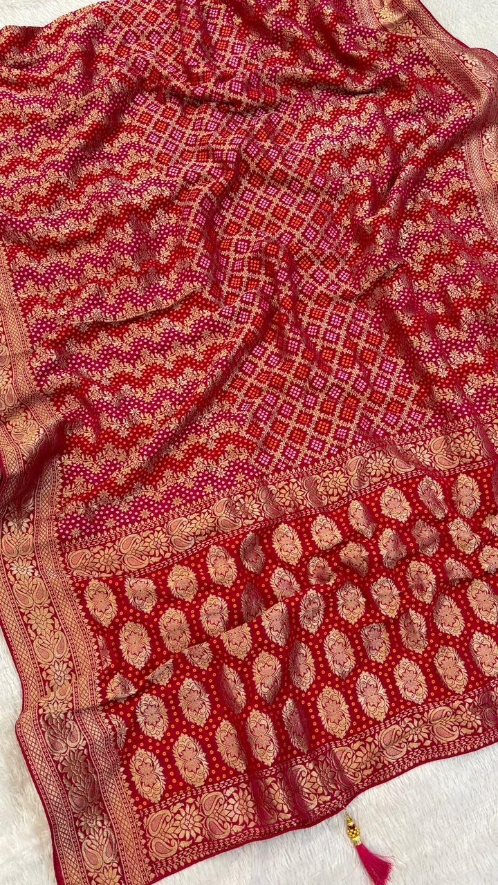Pure Georgette Banarasi Bandhani Saree