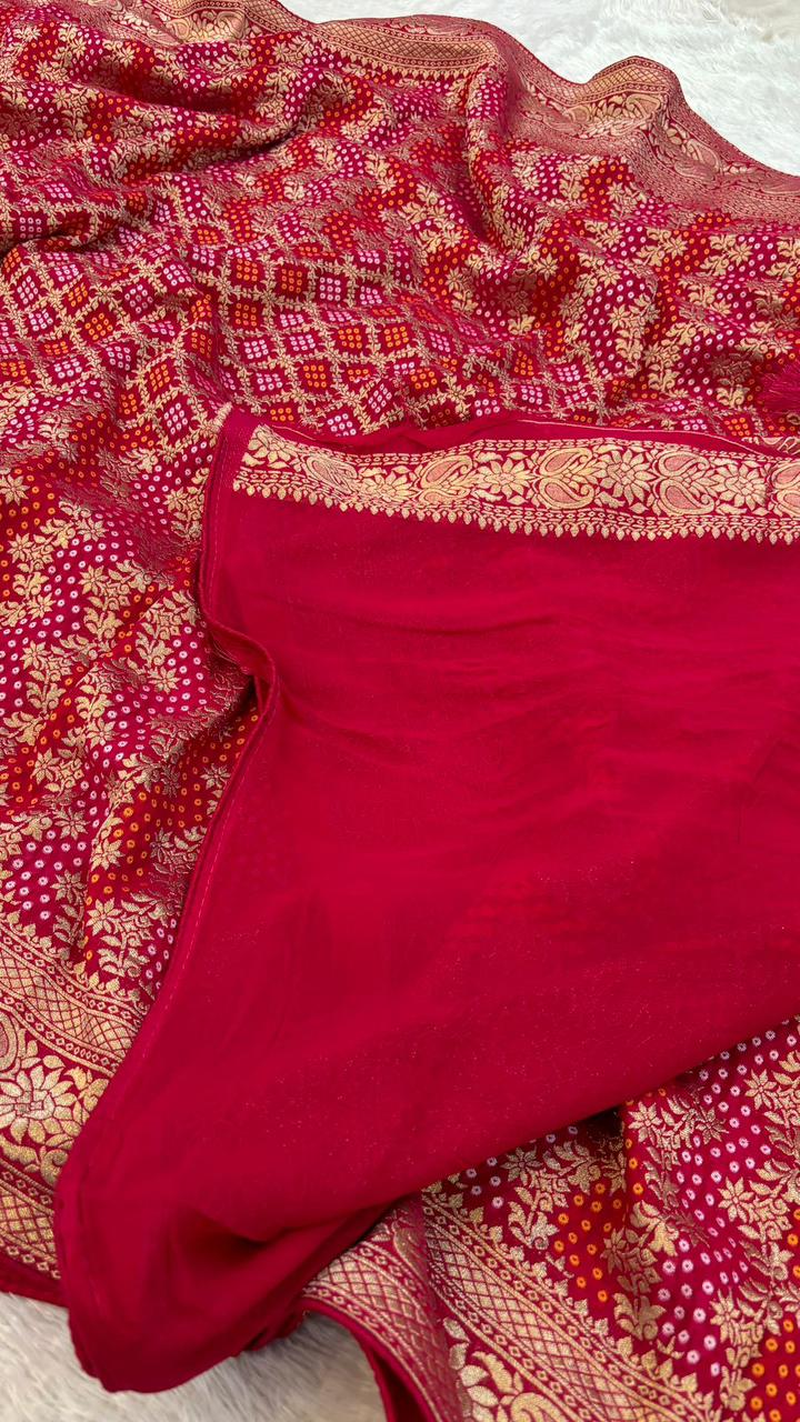 Pure Georgette Banarasi Bandhani Saree