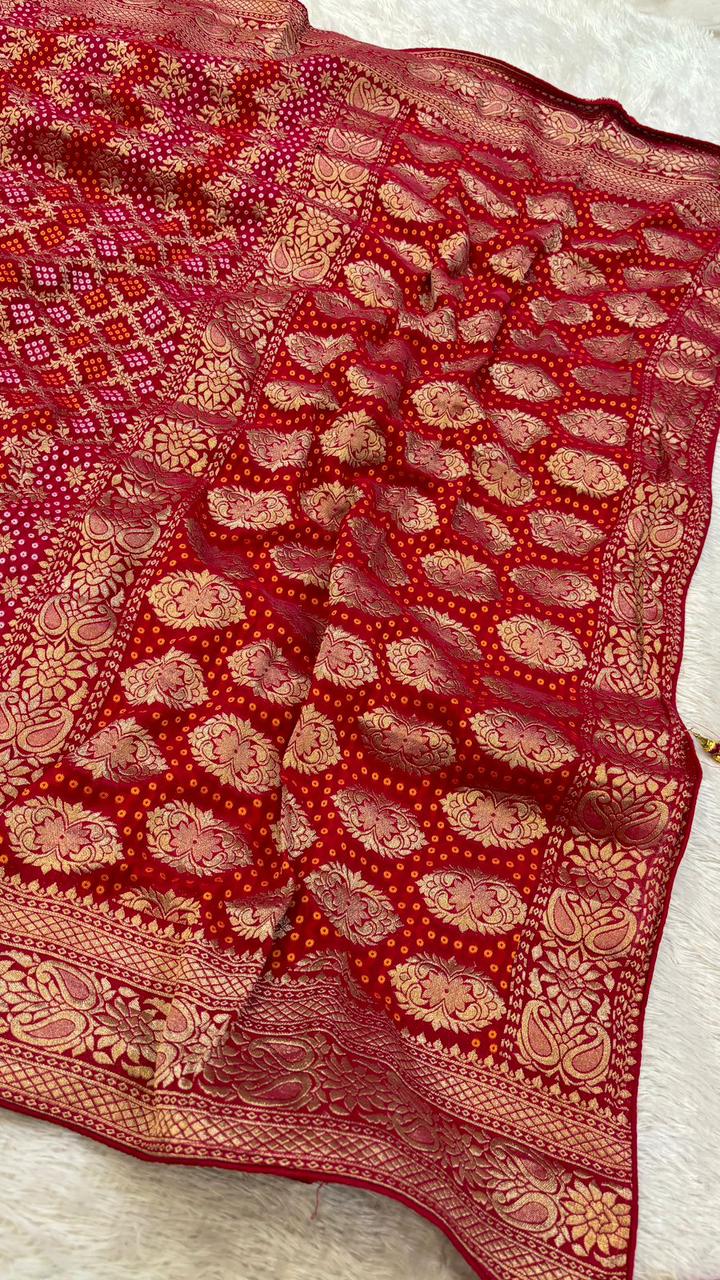 Pure Georgette Banarasi Bandhani Saree