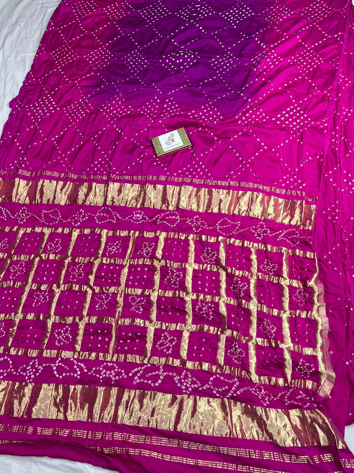 Pure Gaji Silk Pallu Garchola Bandhani