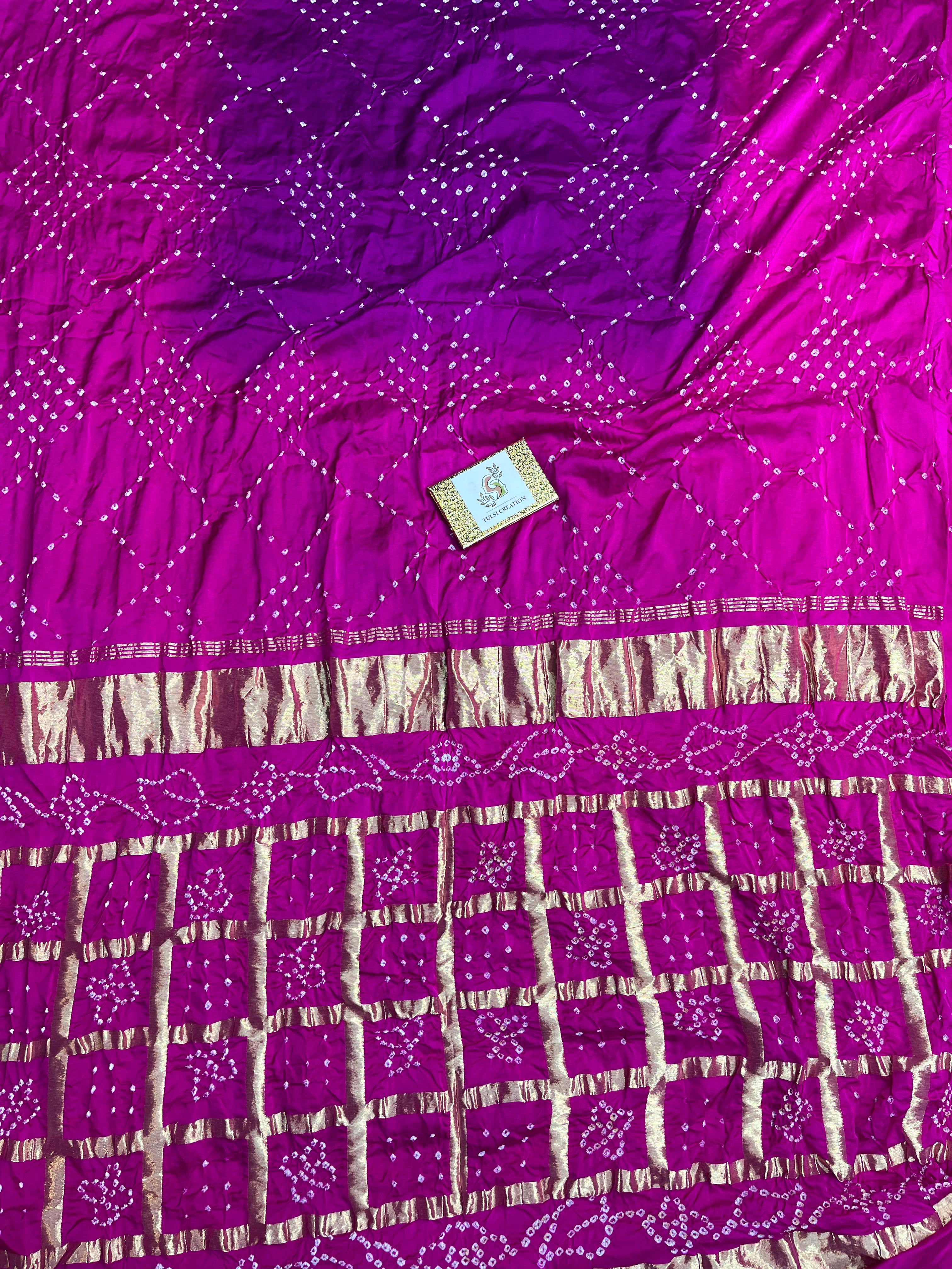 Pure Gaji Silk Pallu Garchola Bandhani